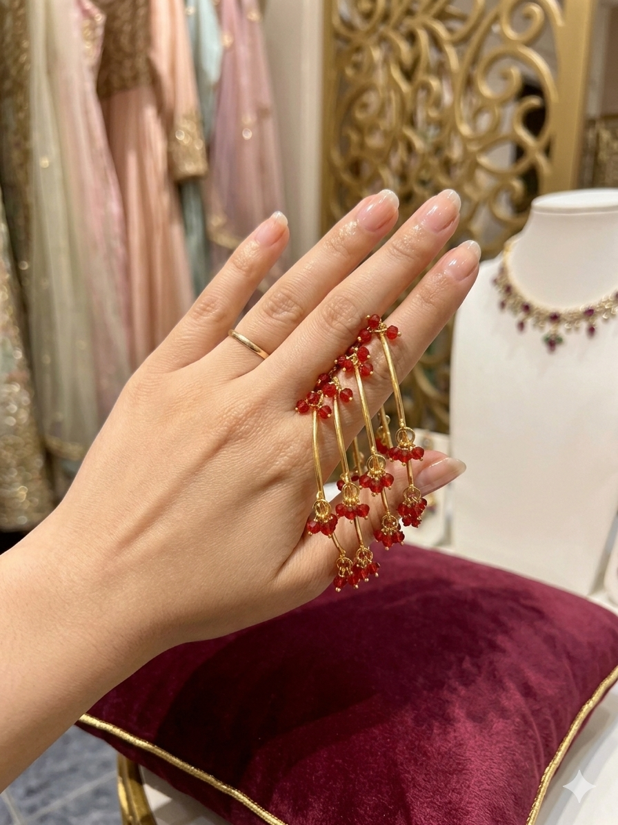 Red Kashmiri Ghungaroo Bangles (Set of 4)