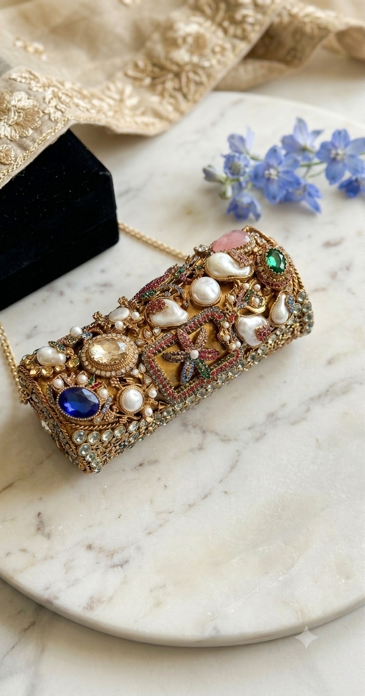Turkish Kundan Clutch Handmade