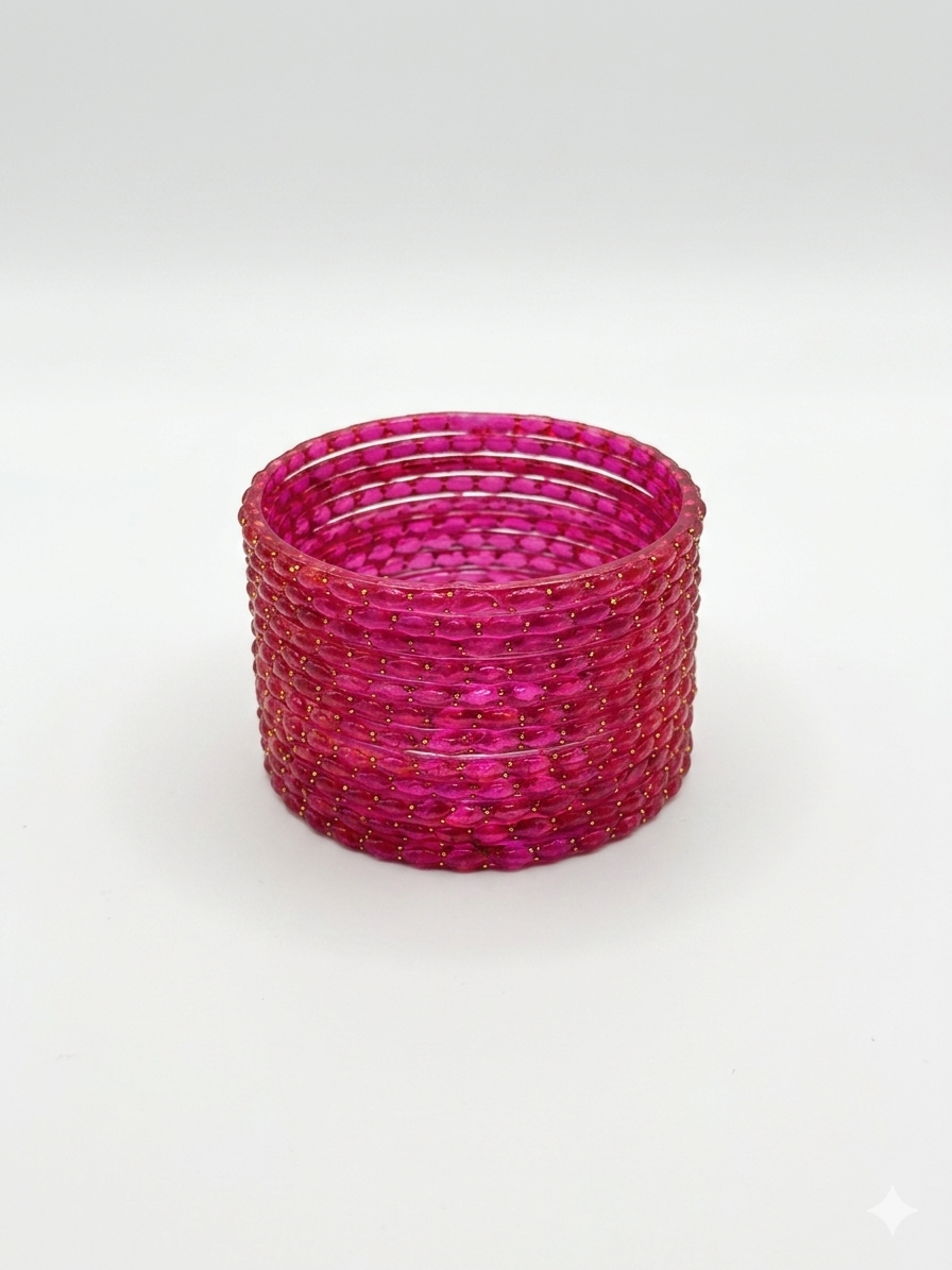 Rani Pink Raindrop Glass Bangles Trending Kashmiri Bangles