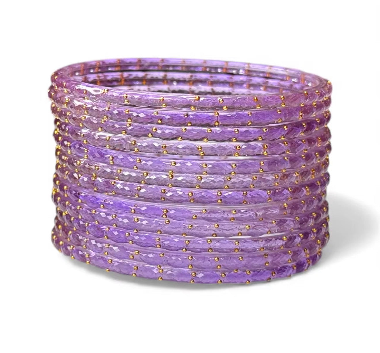 Light Purple Raindrop Glass Bangles High Quality Kashmiri Bangles (Set of 12)