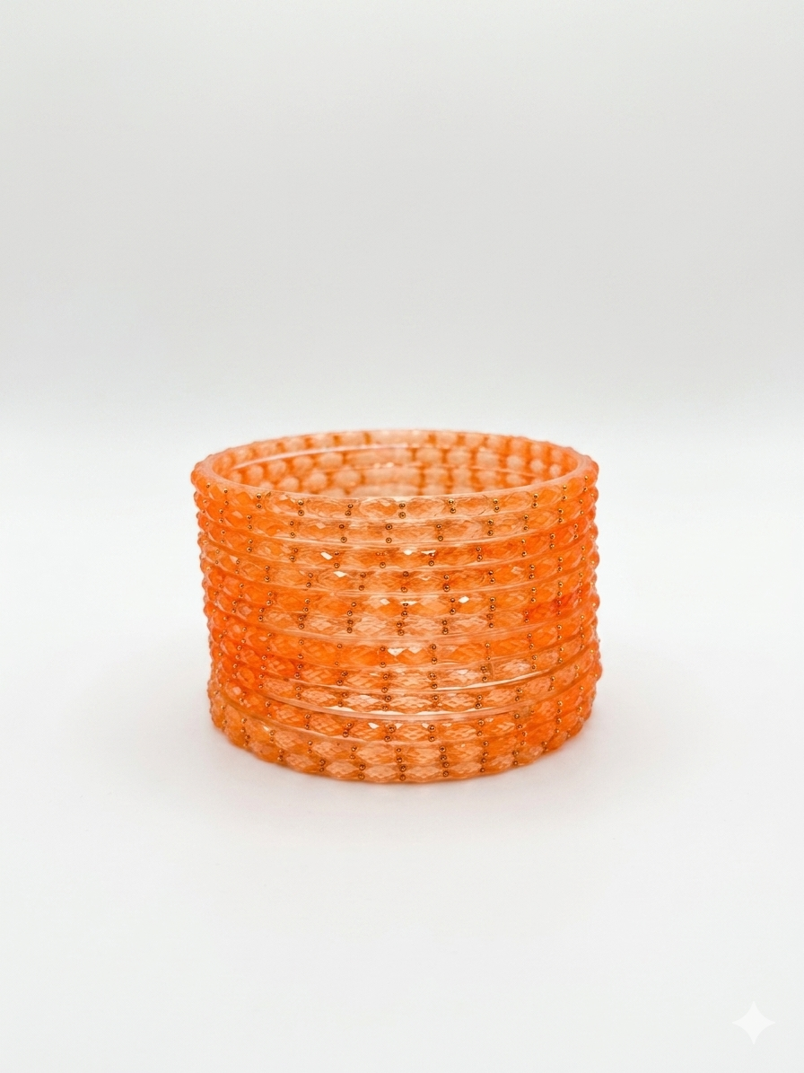 Orange Raindrop Bangles Trending Kashmiri Bangles