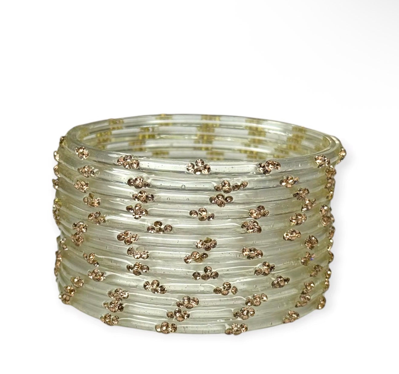 White Raindrop Trendy Kashmiri Bangles (set of 12 piece)