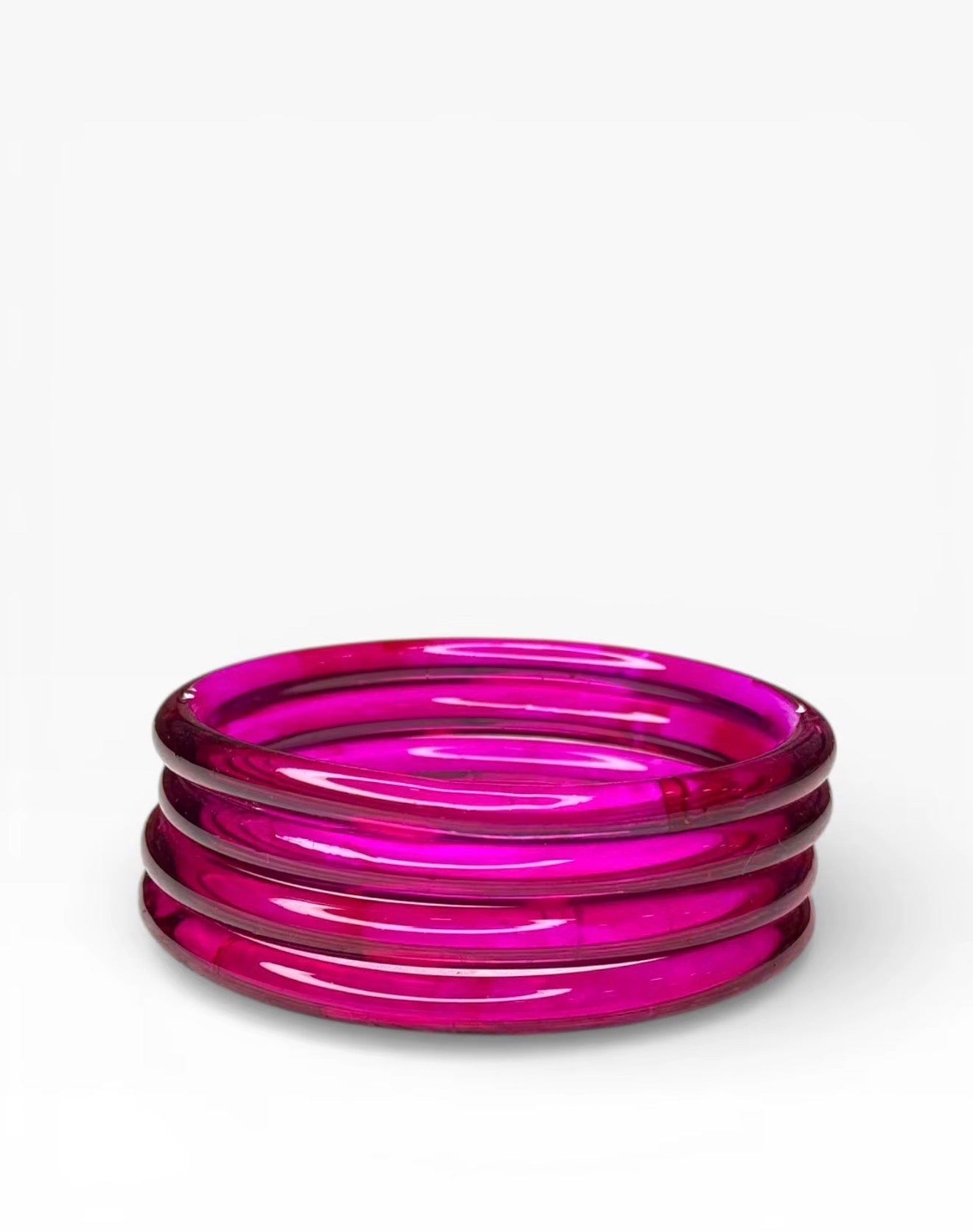 Rani Pink Jelly Bangle (Set of 8) 4mm Glass Trending Viral For Special Occasions