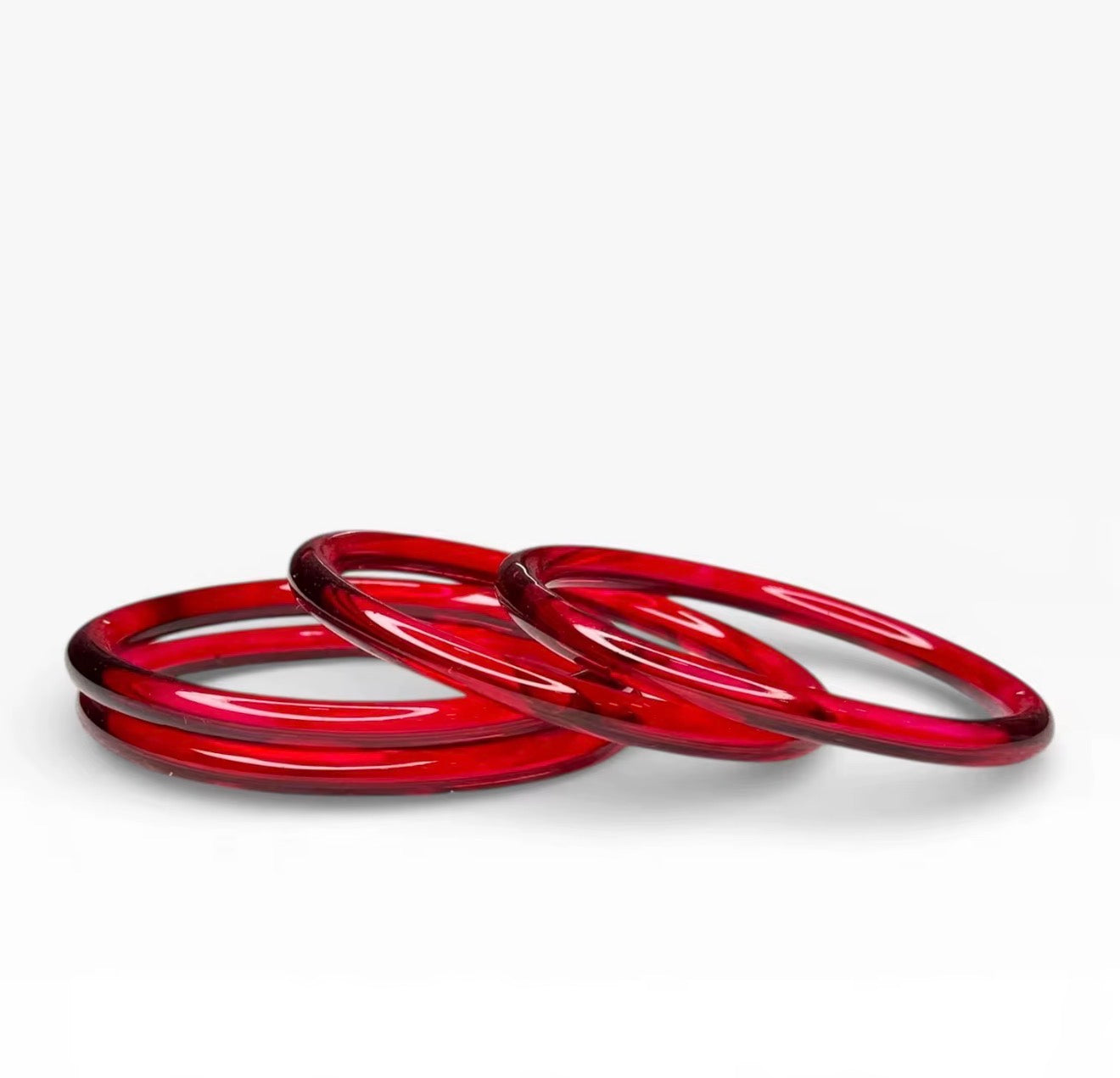 Red Jelly Bangles (Set of 8) Glass Trending Viral 4mm for Special occasions wedding Eid Diwali High Quality