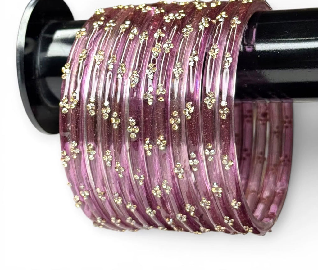 Lilac Glass Raindrop Kashmiri Bangles weddings Eid Occasions Trendy
