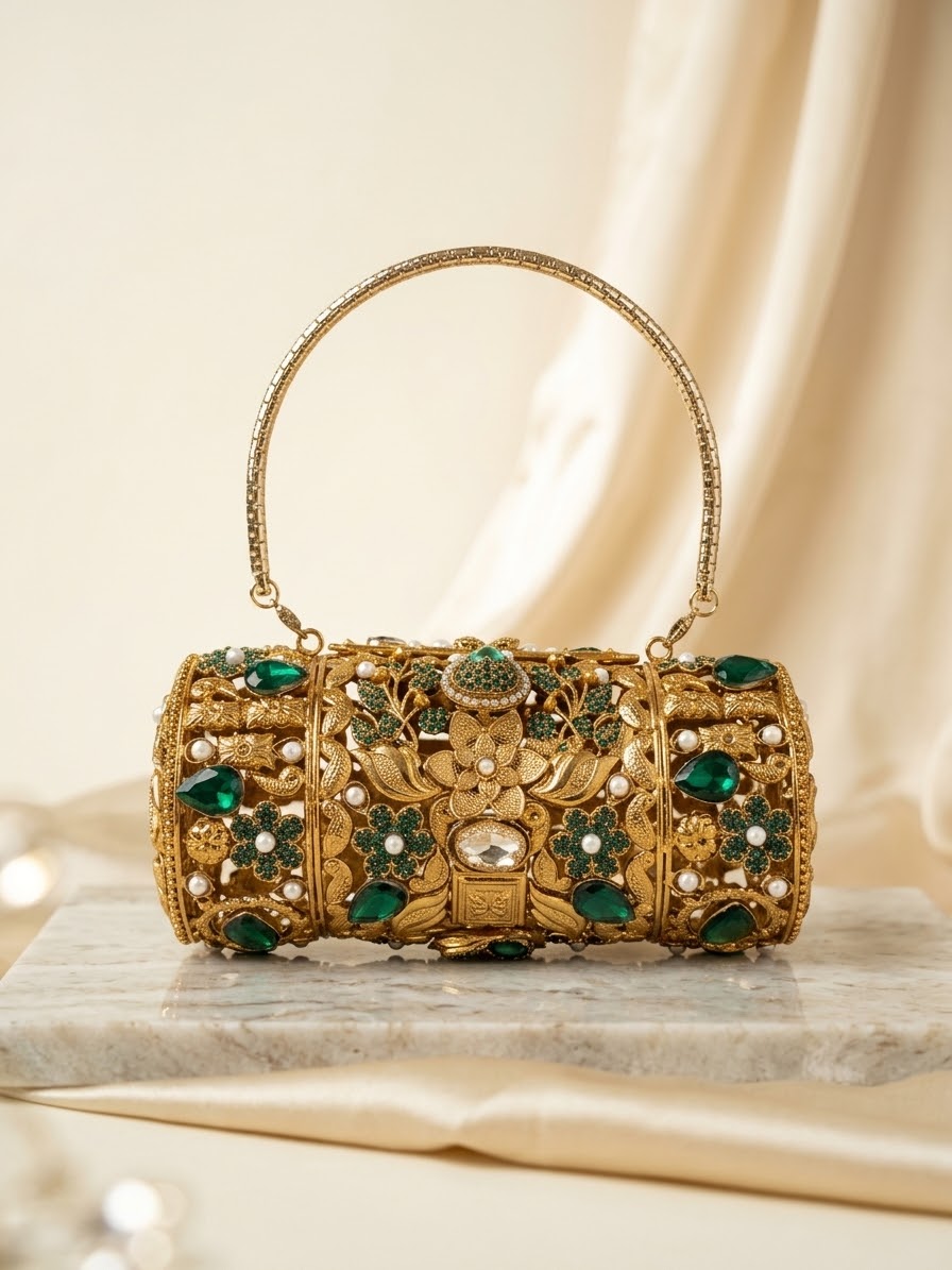 Royal Sultan Cylindrical Handcrafted Clutch for Special Occasions