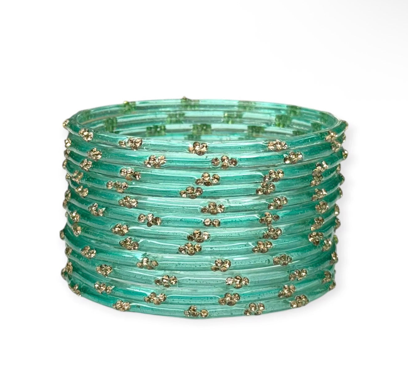 Sea Green Raindrop Kashmiri Bangles set of 12
