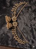 Champagne Elegance Jhumka Earrings with Beaded Chains