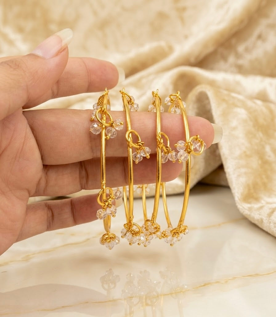 Crystal White Kashmiri Bangles (Set of 4)
