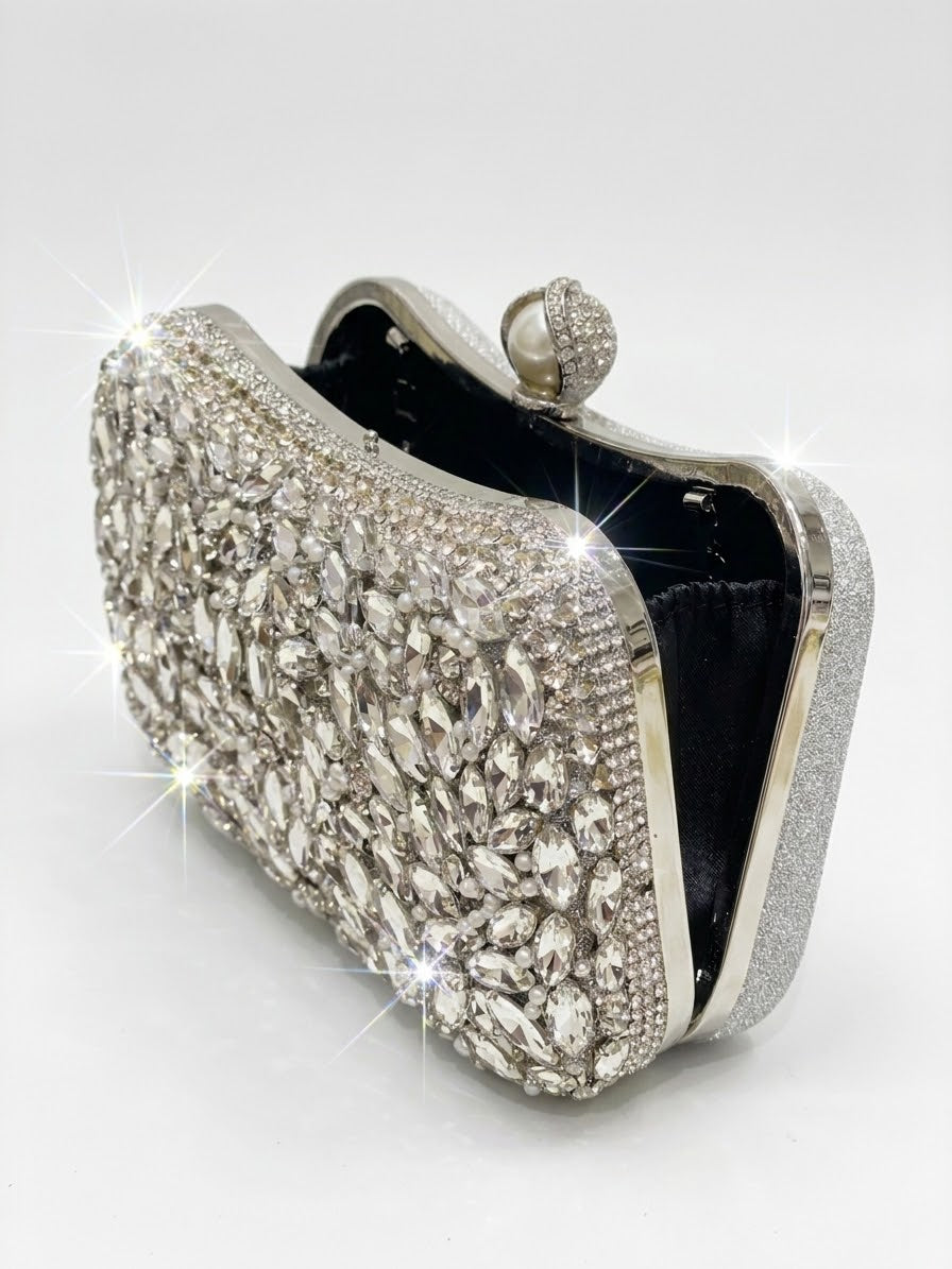 Crystal Marquise Gemstone Evening Clutch Bag (Free Delivery) Suitable to keep iPhone.