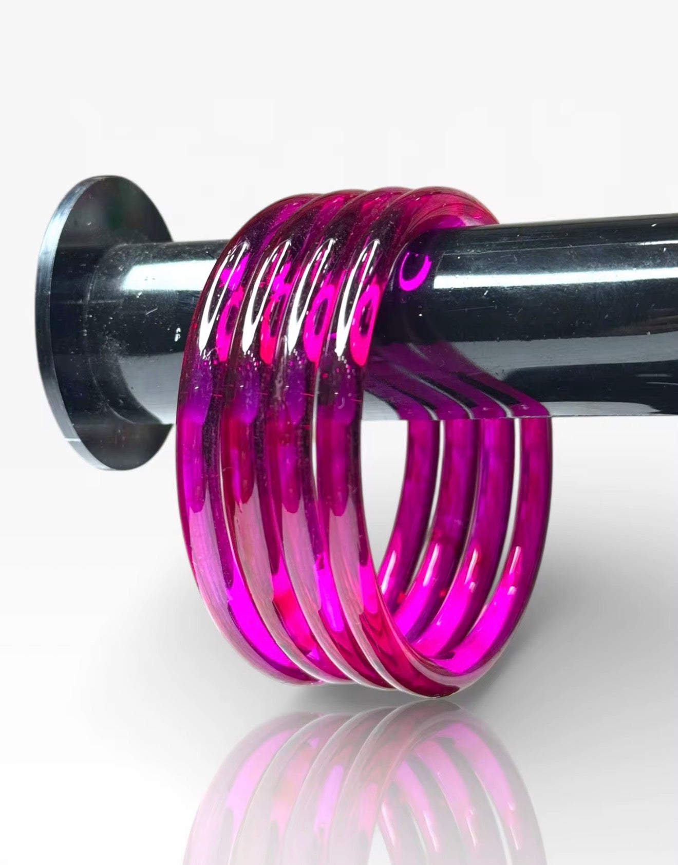 Rani Pink Jelly Bangle (Set of 8) 4mm Glass Trending Viral For Special Occasions