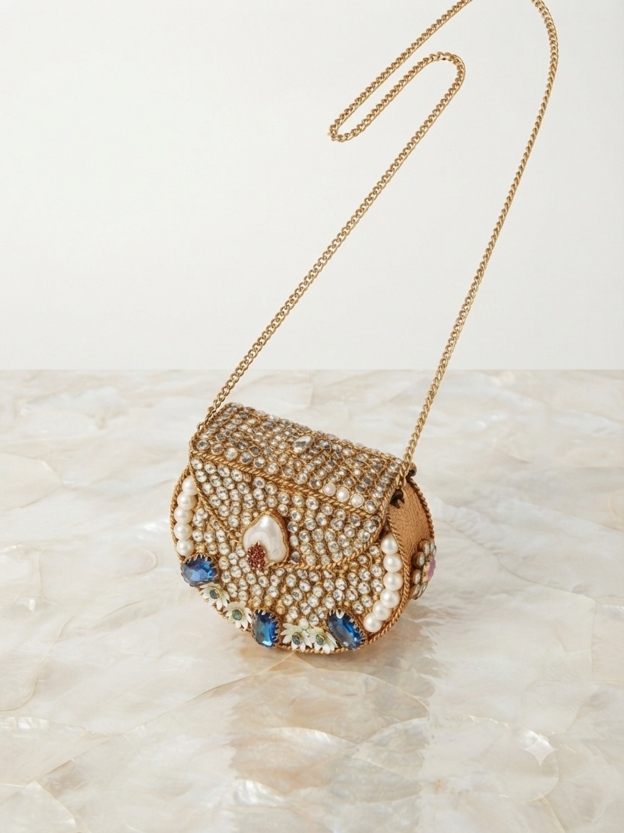 Blue Mini Kundan Clutch