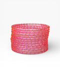 Light Pink Raindrop Glass Emerald Cut Kashmiri  Bangles (Set of 12) Trendy For women