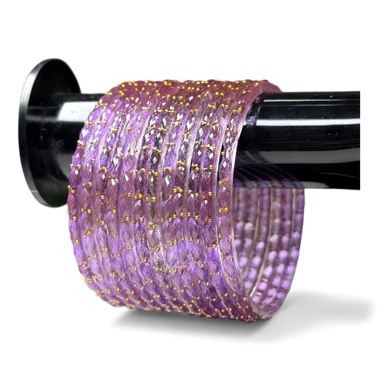 Light Purple Raindrop Glass Bangles High Quality Kashmiri Bangles (Set of 12)