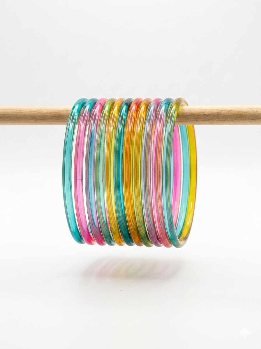 Pastel Multicolored Thin Glass Thin Jelly Bangles Trendy
