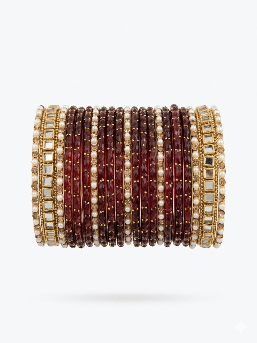 Kundan Bangles (Set of 4) in Gold