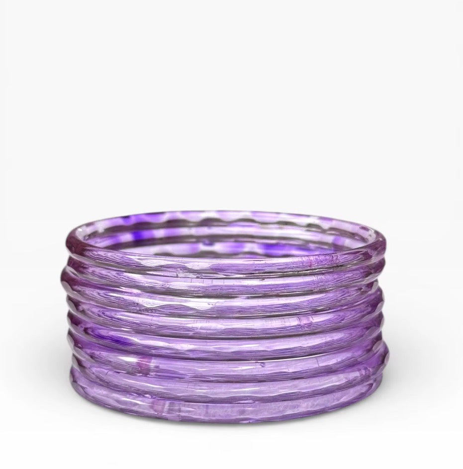 Premium Finish Light Purple Emerald Cut Faceted Glass Bangle Trendy Jelly design