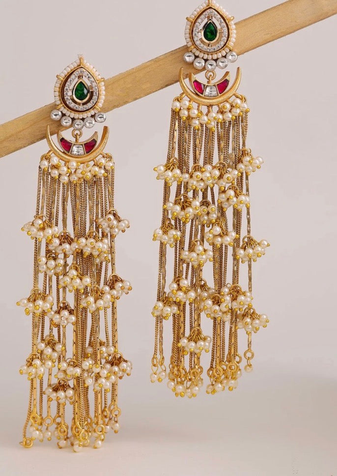 Kashmiri Golden Dangler Earrings