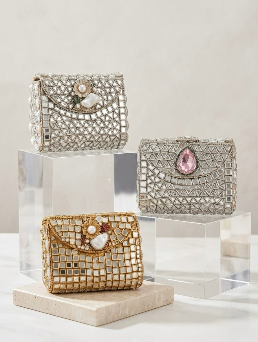Turkish Kundan Clutches for Weddings Party Special occasions Formal wear