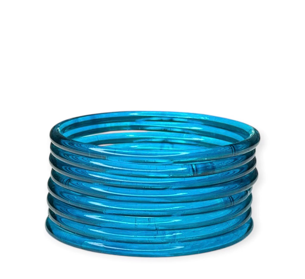 Blue Jelly Bangles – Premium Transparent 4mm Borosil Glass Bangles for Women (Set of 8 )Ethnic & Western Wear