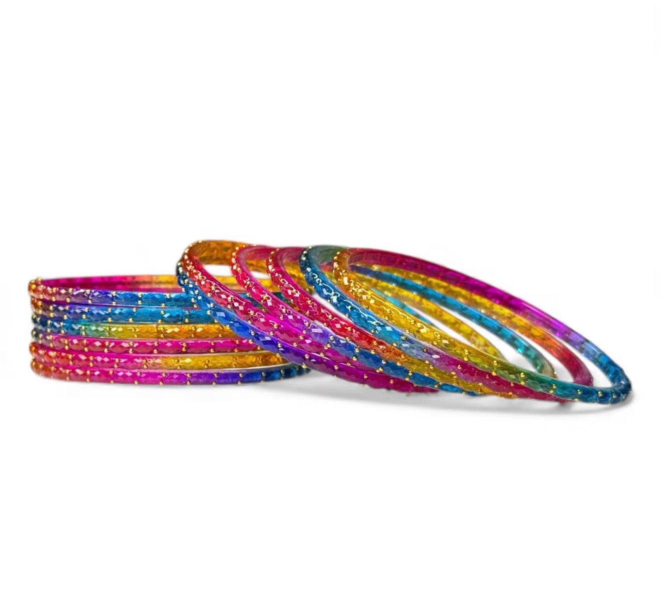 Multicolor Rainbow Raindrop Glass Kashmiri Bangles Trending for Women Weddings and Special Occasion