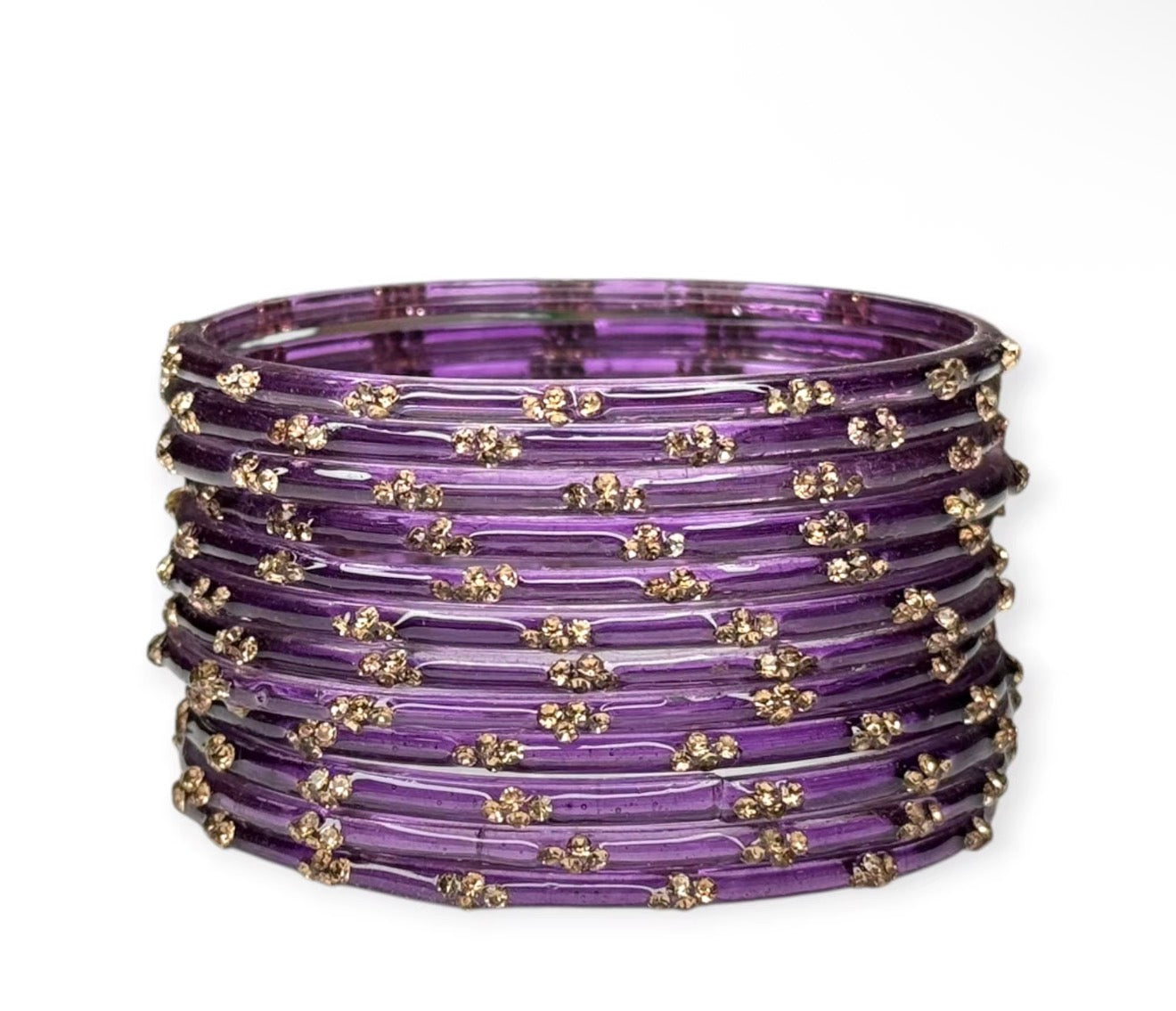 Purple Raindrop Kashmiri Bangles Wedding Trendy Set of 12