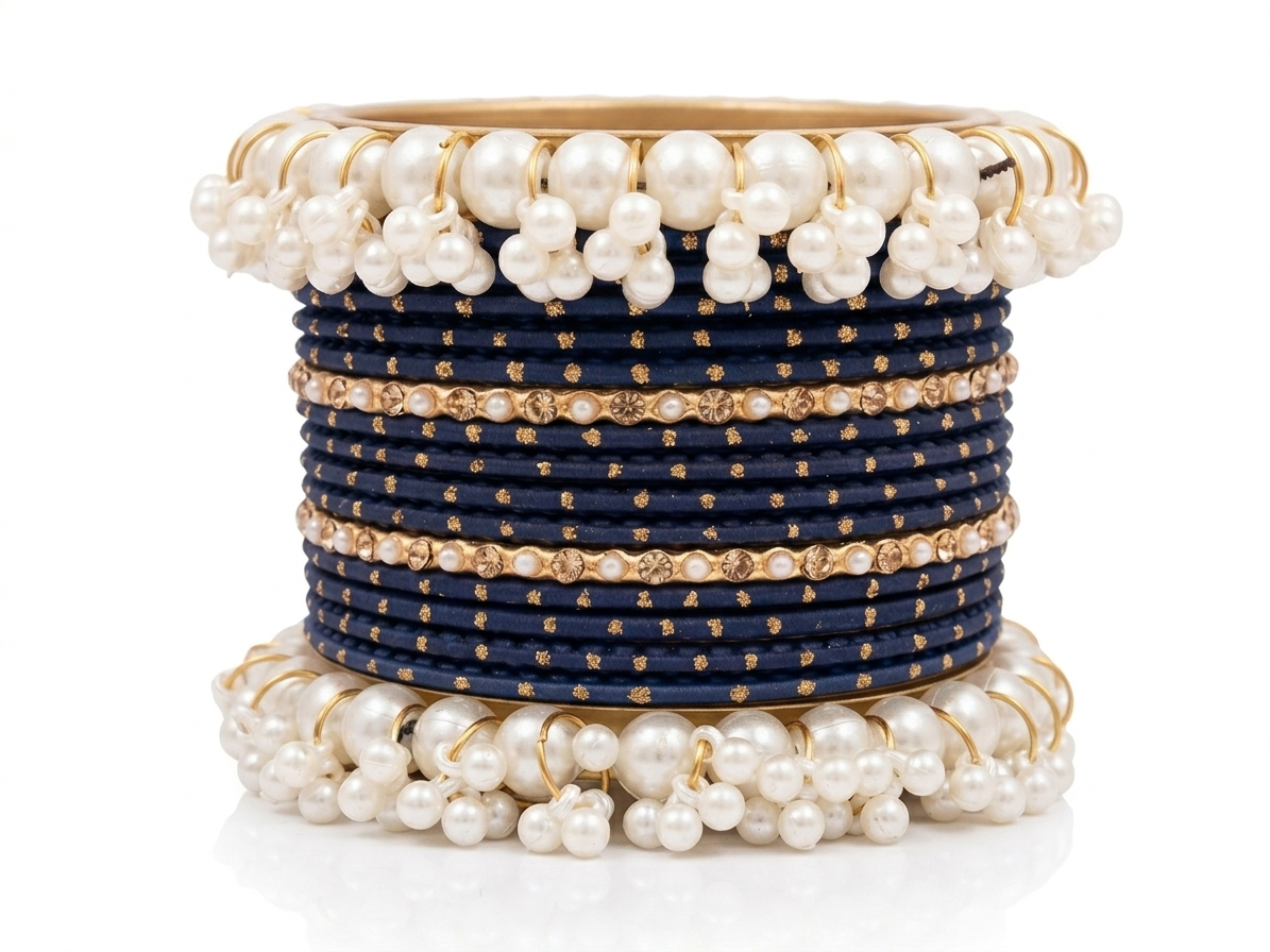 Gajra Pearl Bangle Set 2.8 size in Metal  different Colors Eid Special Occasions Weddings
