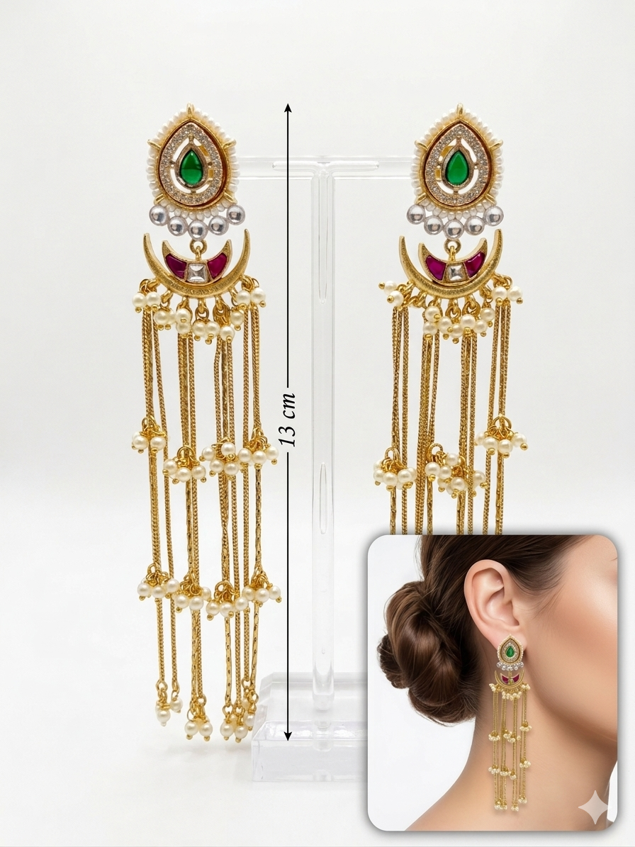 Kashmiri Golden Dangler Earrings