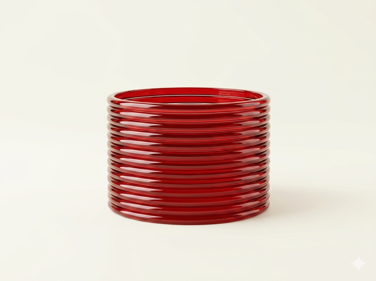 Red Thin Jelly Bangles thin (Set of 12) Trendy Glass Smooth Finish Eid Wedding Special Occasions