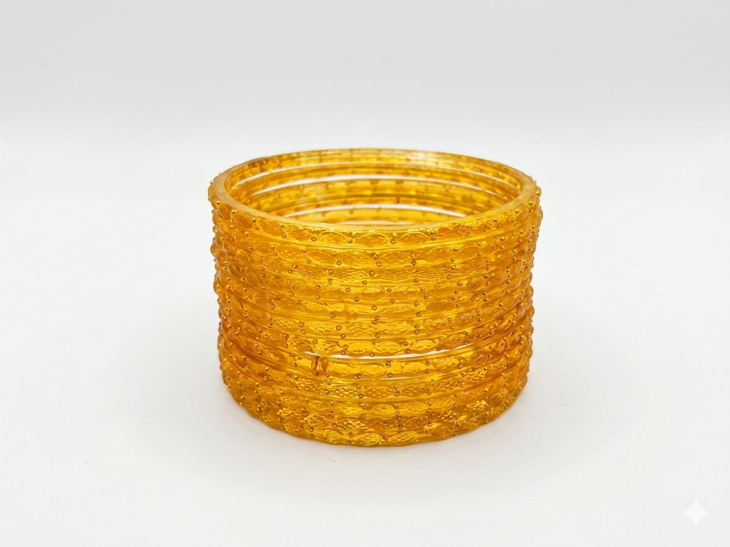 Gold Raindrop Glass Trendy Kashmiri Bangles for Special Occasions