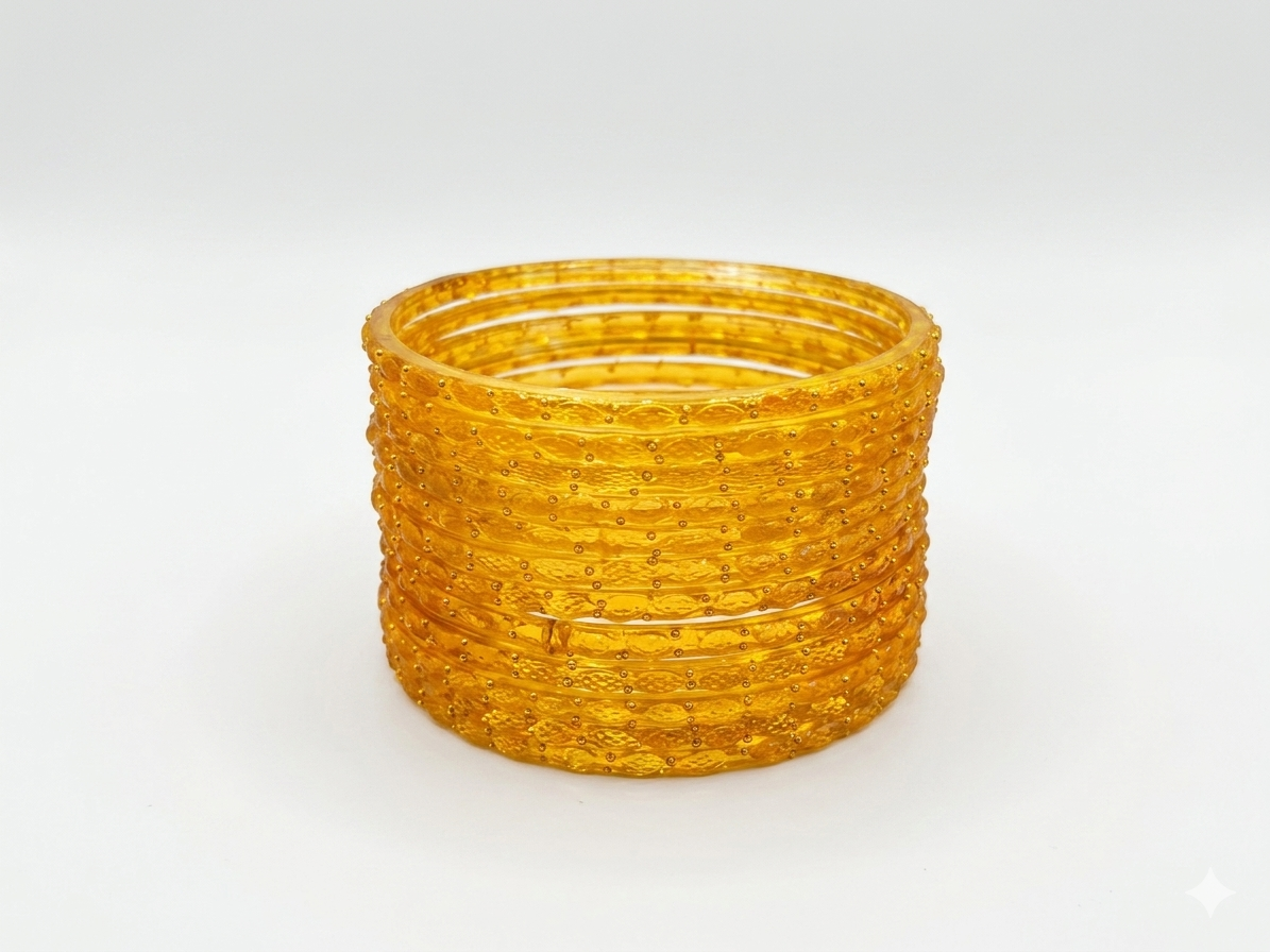 Gold Raindrop Glass Trendy Kashmiri Bangles for Special Occasions