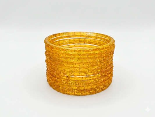 Gold Raindrop Glass Trendy Kashmiri Bangles for Special Occasions