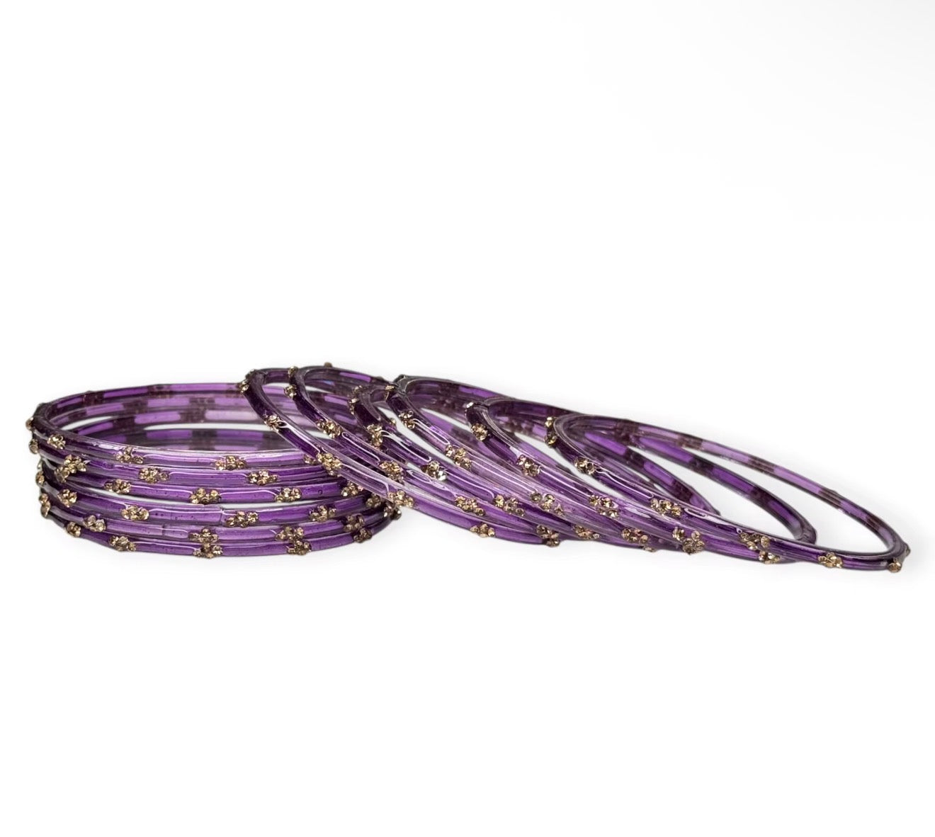 Purple Raindrop Kashmiri Bangles Wedding Trendy Set of 12