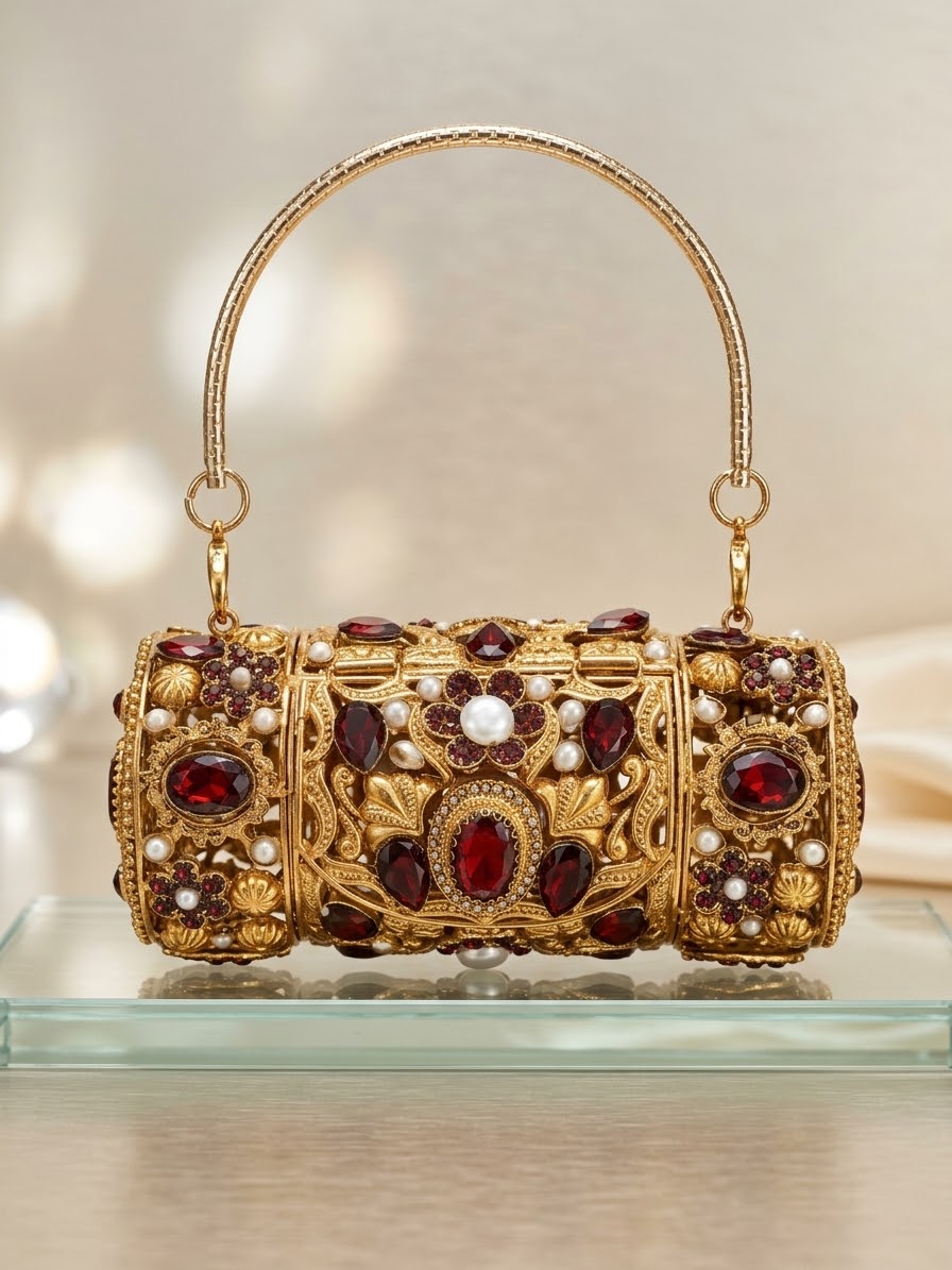 Royal Sultan Cylindrical Handcrafted Clutch for Special Occasions