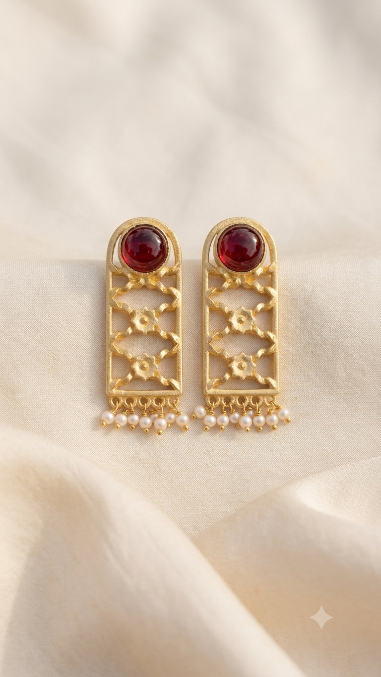 Ruby Pearl Statement Earrings