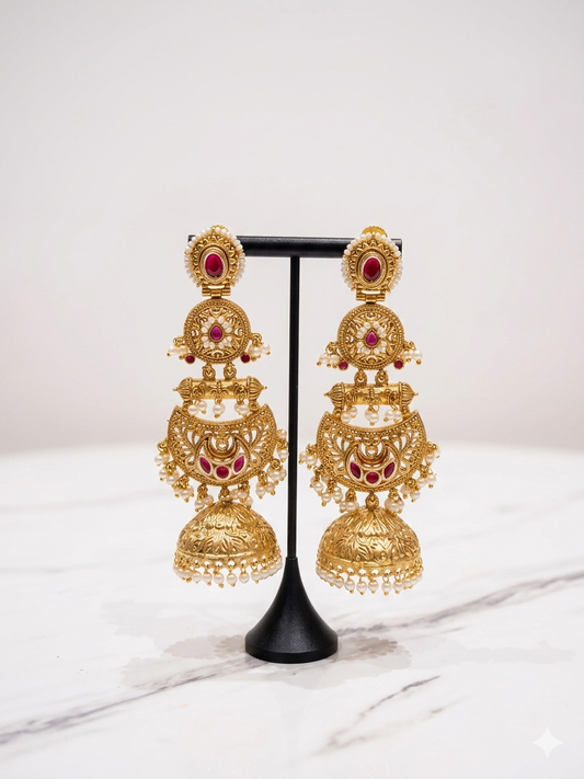 Falguni Premium Gold Jhumki Brass Earrings
