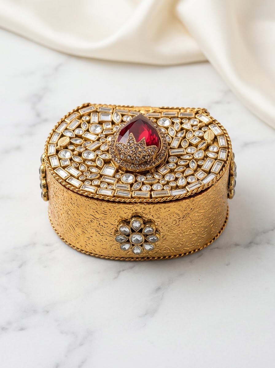 Red Mini Kundan Turkish Clutches Purse For Weddings Special Ocassions