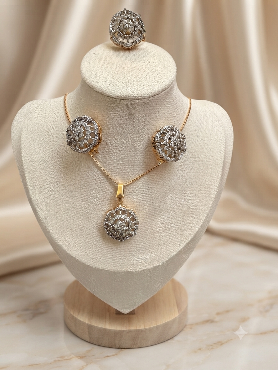 Diamond Style Pendant Set with Ring