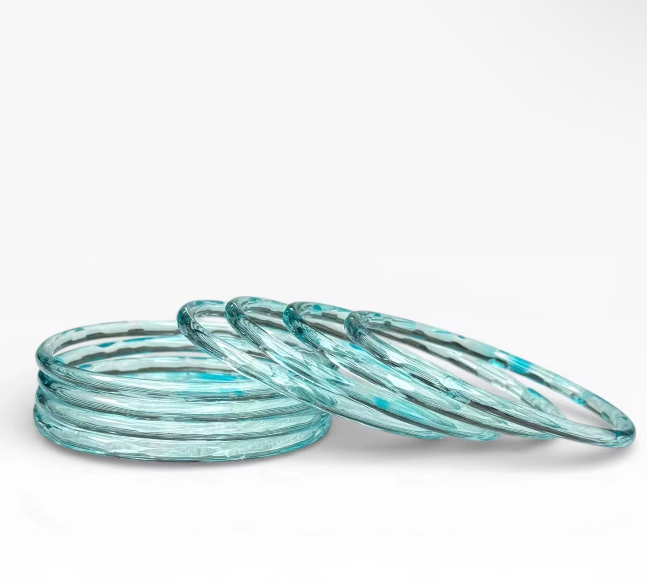 Emerald Cut Trendy Blue Faceted Glass Bangles For Women Jelly Bangles