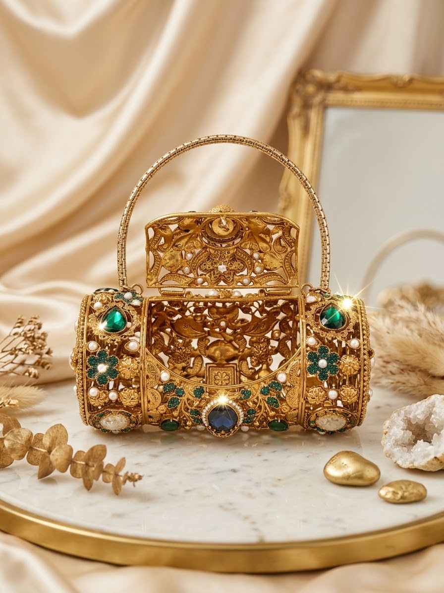 Royal Sultan Cylindrical Handcrafted Clutch for Special Occasions