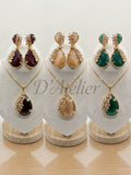 The Royal Garnet Leaf Pendant and Earrings Set (3 colors)