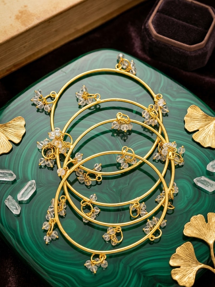 Crystal White Kashmiri Bangles (Set of 4)