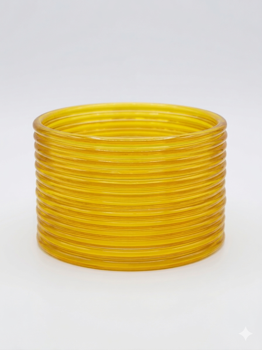 Yellow Glass Thin Jelly Bangles in Smooth Finish