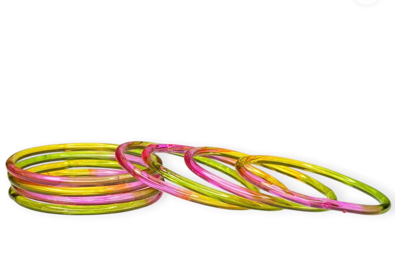 Pastel Multicolor Jelly Bangles (Set of 8) 4mm High Quality Glass for Special Occasions.
