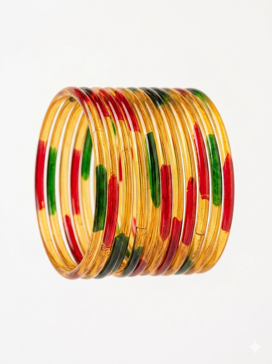 Yellow Multicolored Thin Jelly Bangles Trending