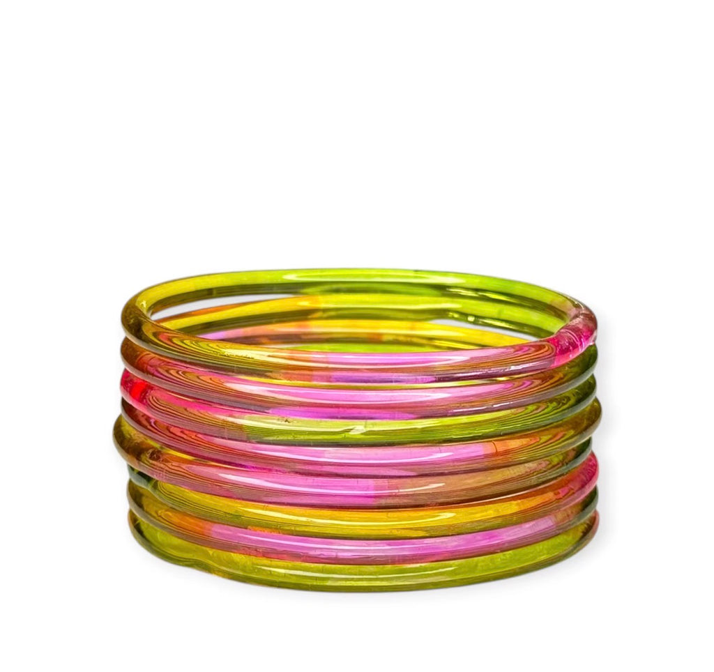 Pastel Multicolor Jelly Bangles (Set of 8) 4mm High Quality Glass for Special Occasions.
