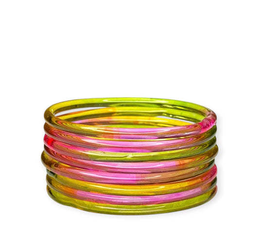Pastel Multicolor Jelly Bangles (Set of 8) 4mm High Quality Glass for Special Occasions.