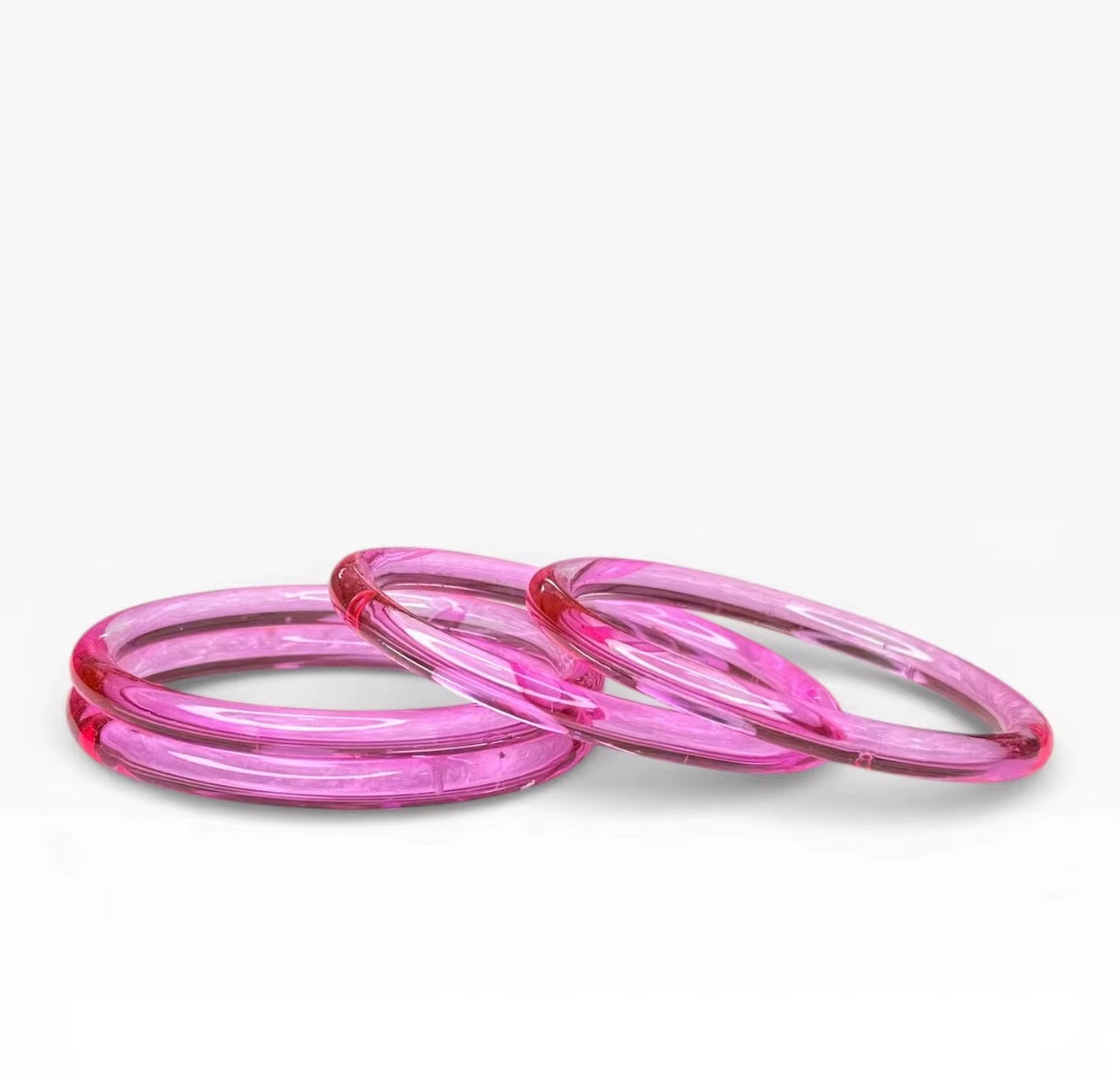 Light Pink Jelly Bangles 4mm (Set of 8) Glass Trending Viral for Special Occasions