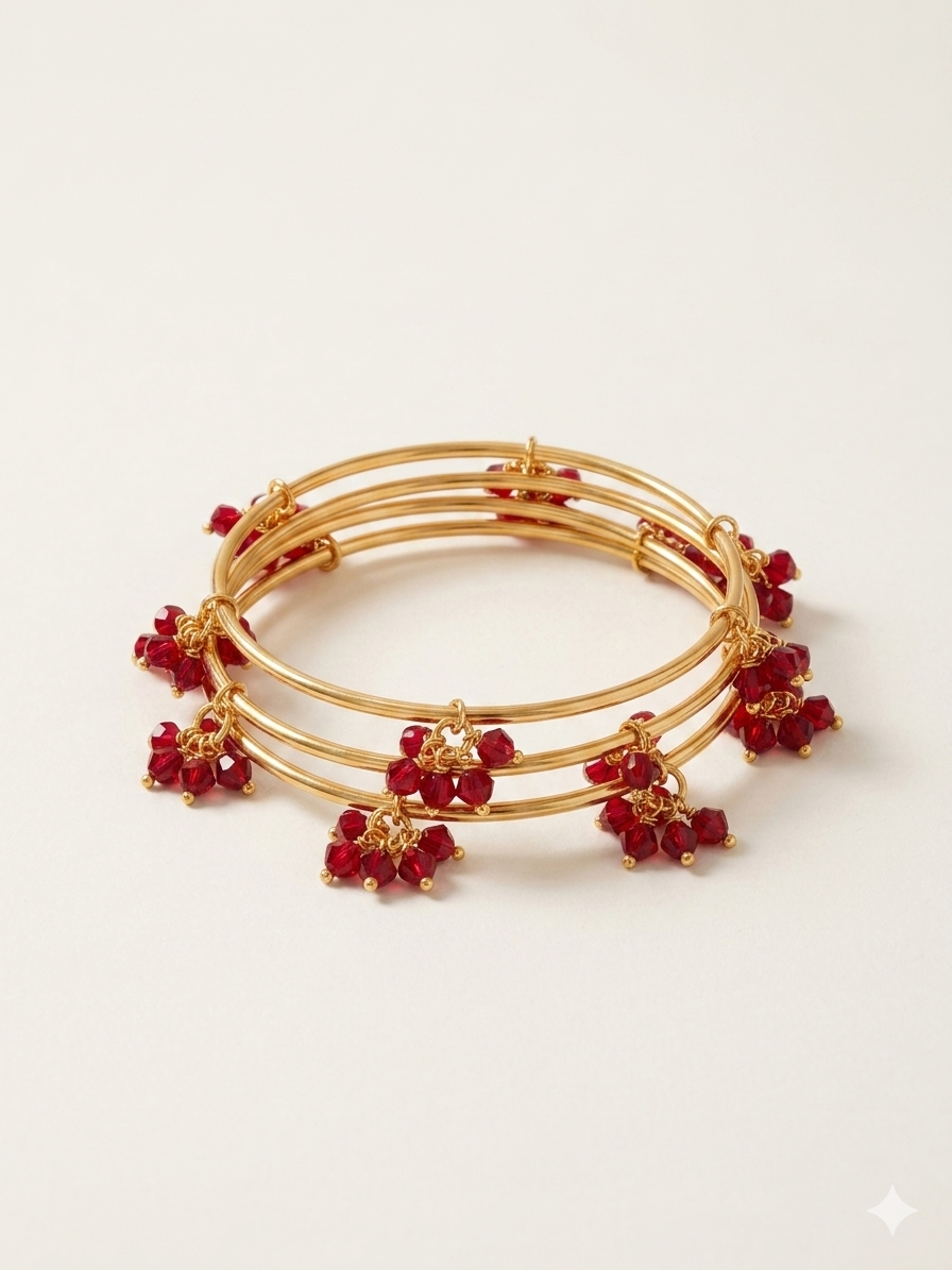 Red Kashmiri Ghungaroo Bangles (Set of 4)