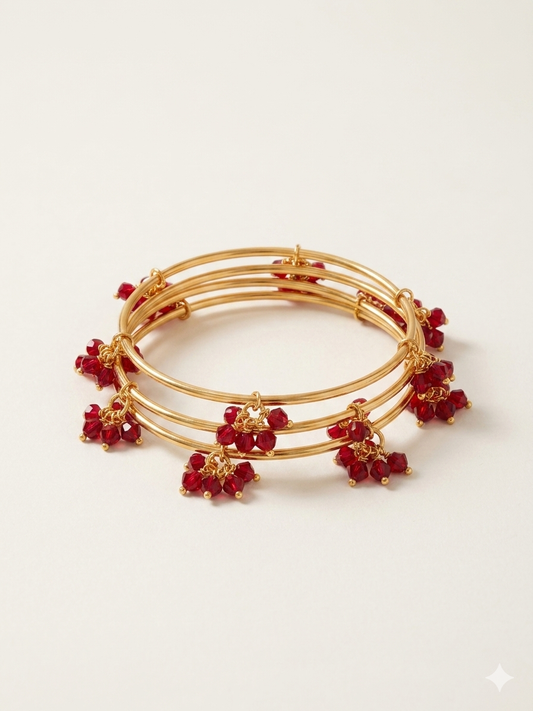 Red Kashmiri Ghungaroo Bangles (Set of 4)